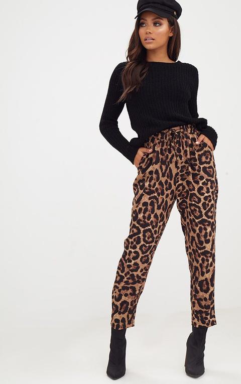 Brown Leopard Print Casual Trouser, Animal
