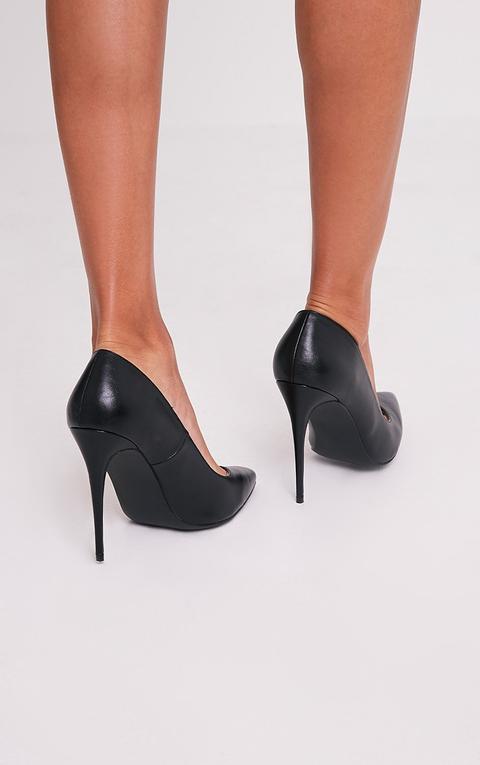 Alisa Black Faux Leather Pointed Heels