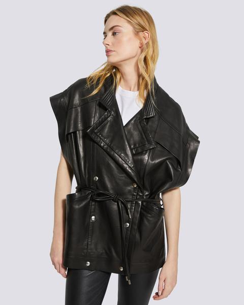 Hamal Oversized Double Breasted Leather Jacket
