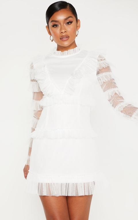 pretty little thing white mesh dress