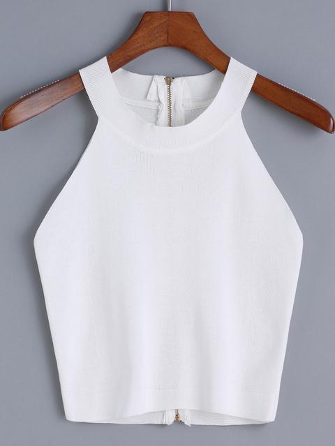 Top Halter Cremallera-blanco