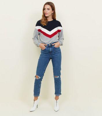 Tori – Blaue Mom Jeans Mit Zerrissener Kniepartie Und Schmalem Bein