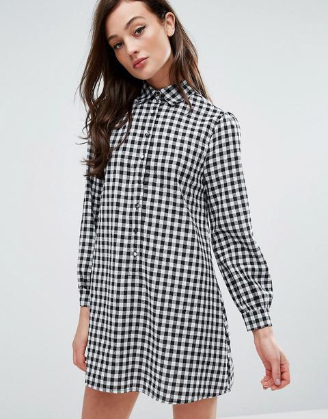 Fashion Union Shirt Dress In Gingham