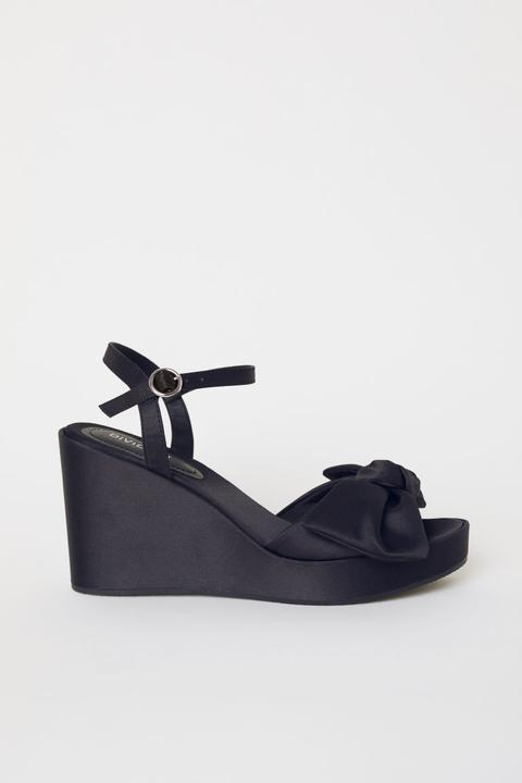 H & M - Sandali Con Zeppa - Nero