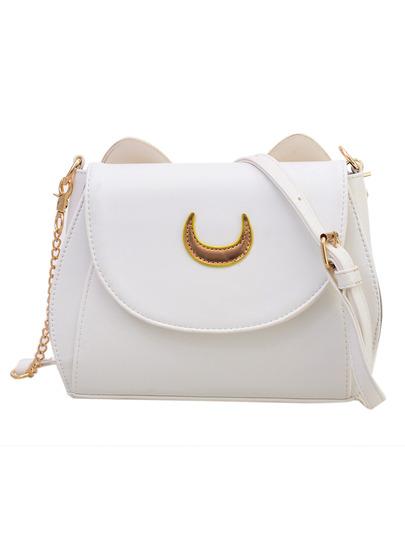 Borsa Con Patta Patch E Orecchi Di Gatto Bianco