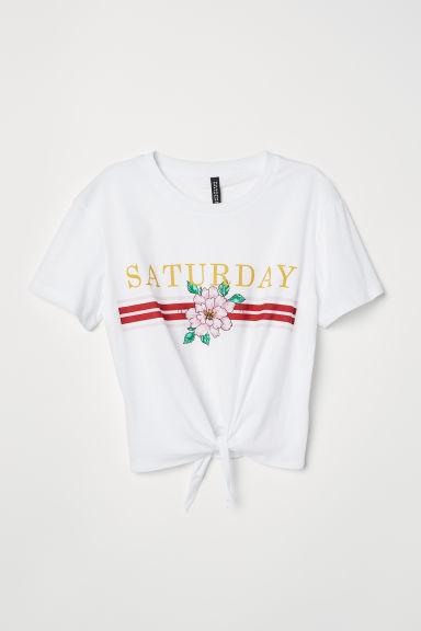 H & M - Camisa Con Lazada - Blanco