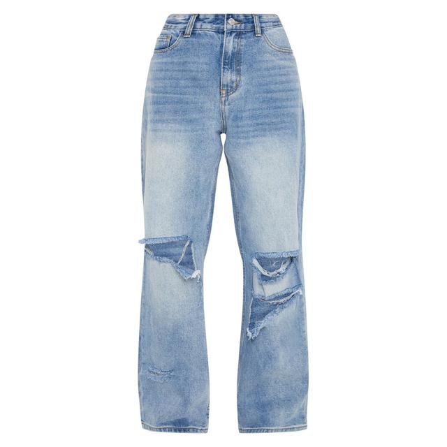 mid wash baggy low rise distressed boyfriend jeans