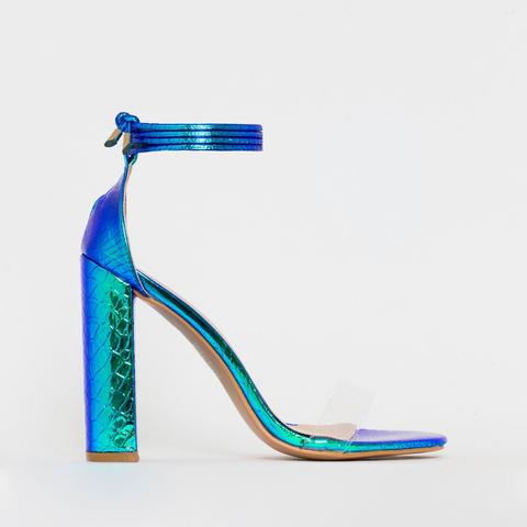 iridescent blue heels