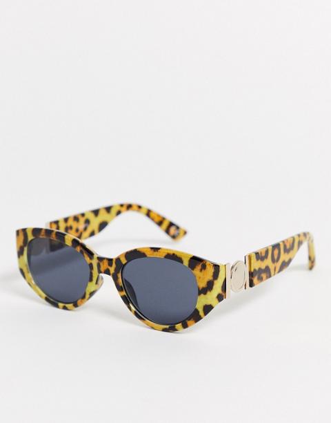 Gafas De Sol De Festival Con Montura Ovalada De Plástico Con Estampado De Leopardo Y Detalle En Las Patillas De Asos Design-multicolor