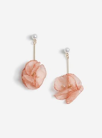 Womens Gold Pearl Drop Earrings, Pink