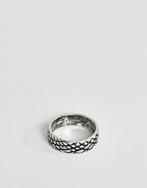 Asos Design - Bague De Pouce Gravée - Argent Poli - Argenté