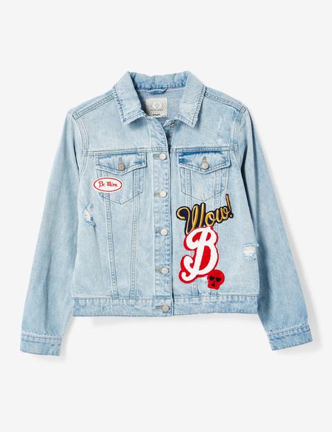 Light Blue Denim Jacket With Patch Detail