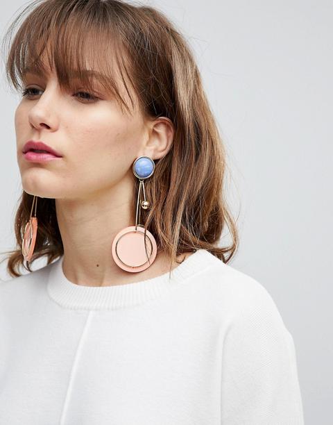 Pendientes Largos Con Diseño Geométrico De Resina Y Piedra De Asos Design