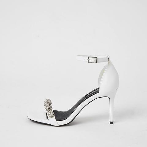White Diamante Embellished Heeled Sandal