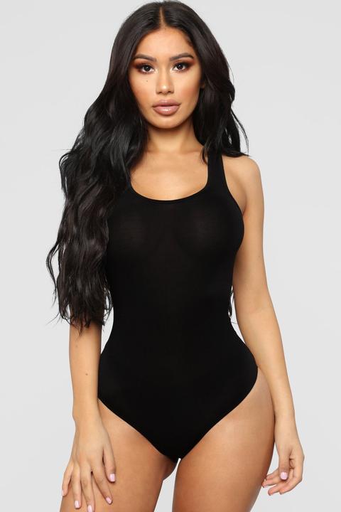 Davina Basic Tank Bodysuit - Black