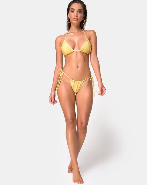 Mone Bikini Bottom In Golden Glitter