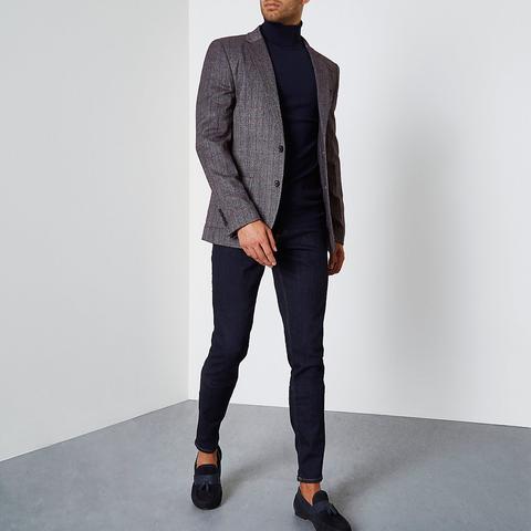 Dark grey check blazer Clearance