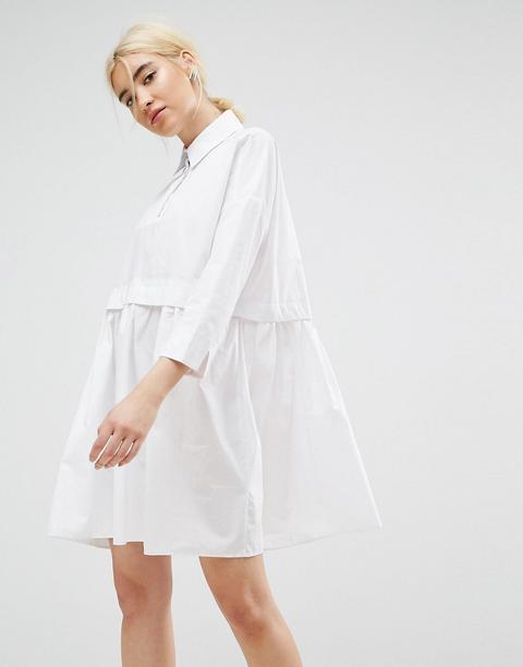 white smock shirt dress
