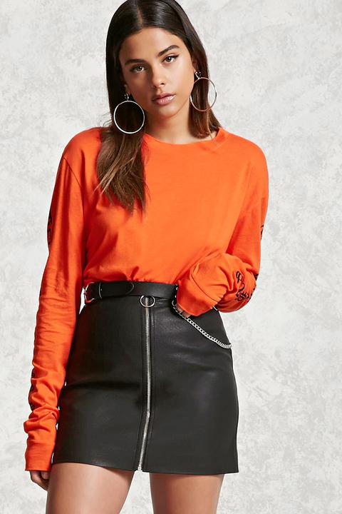 Satin-lined Zipper Mini Skirt