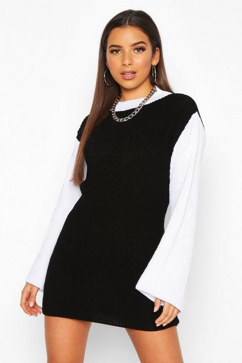 womens black knitted jumper dress