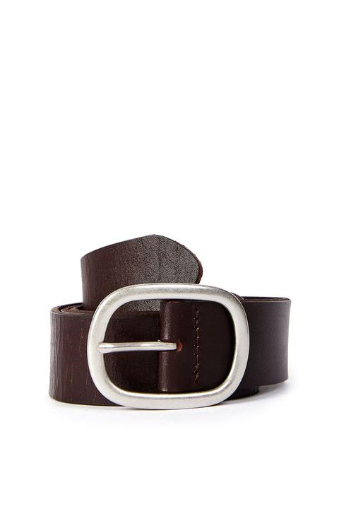 Womens Oval Leather Belt - Chestnut, Chestnut