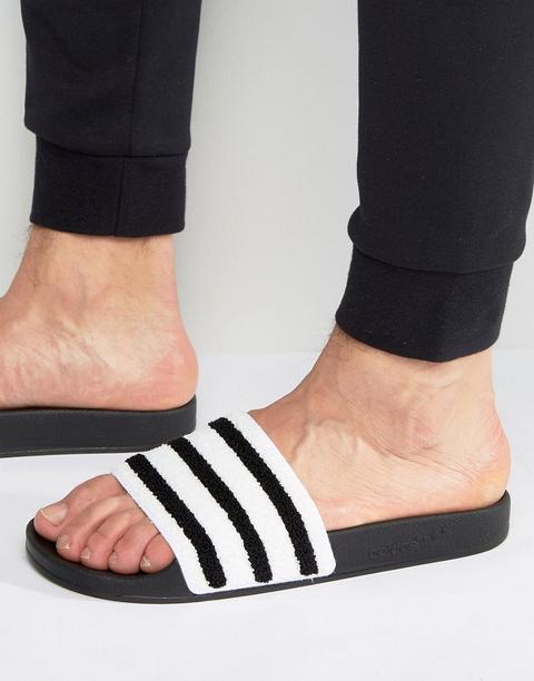 Adidas Originals Adilette Slides In Black Toweling Bb0125