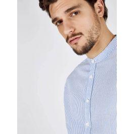 Camicia A Righe Con Collo Alla Coreana