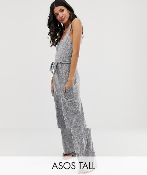 Asos Design Tall – Weicher Lounge-jumpsuit Mit Gürtel