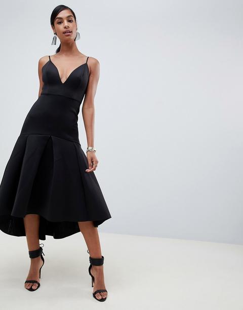 Vestido Midi Con Escote En Forma De Corazón Y Sobrefalda De Asos Design-negro