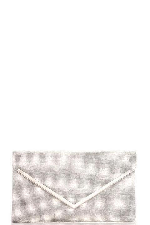 Silver Diamante Envelope Bag