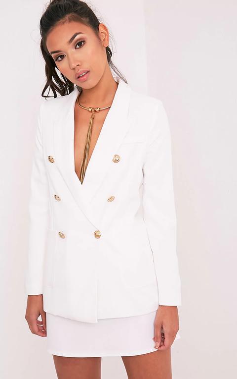 white military style blazer