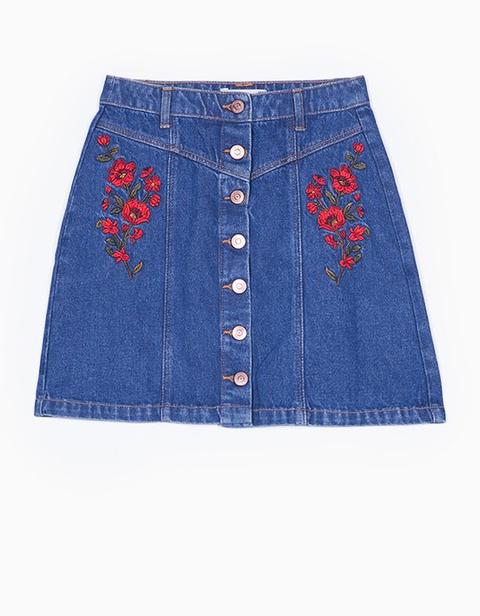 Falda Denim Bordada