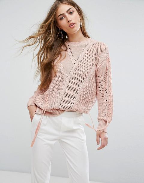 River Island - Maglione Con Smagliature - Rosa