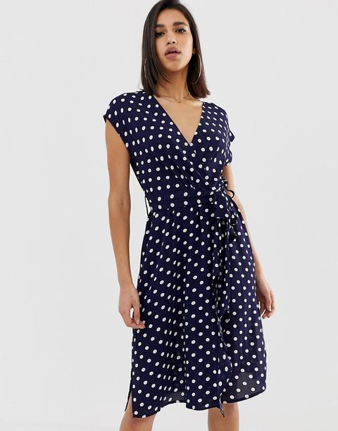 Ax Paris - Vestito Skater A Pois - Navy