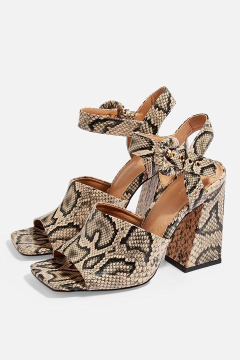 Womens Sahara Snake Heeled Sandals - Natural, Natural