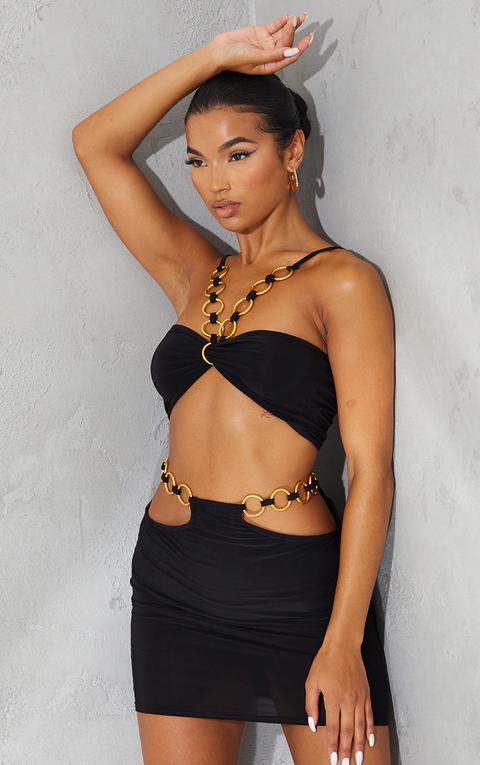 Bralette Noire Moulante À Anneau Détail Dos Nu, Noir
