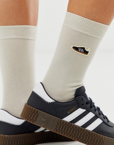 Calcetines Crema Con Bordados Samba De Adidas Originals