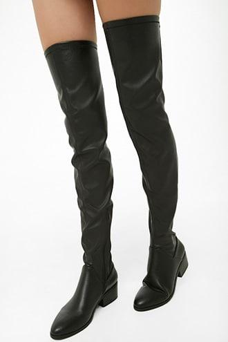 faux leather thigh boots