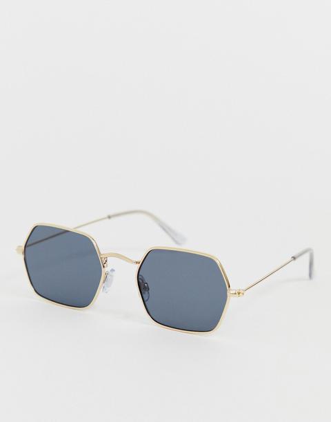 Pieces - Lunettes De Soleil Hexagonales-doré