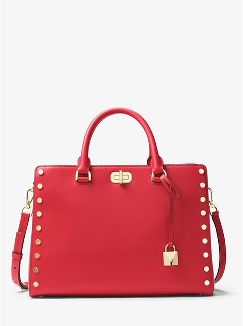 Bolso Satchel Sylvie Grande De Piel Con Tachuelas