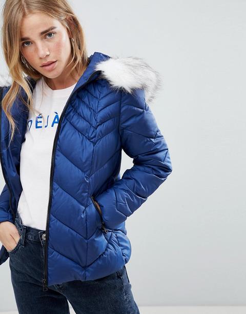 Urban Bliss - Piumino Con Motivo A Spina Di Pesce - Navy