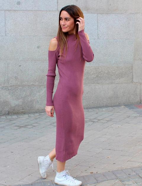 Vestido Hombros Descubiertos Rosa