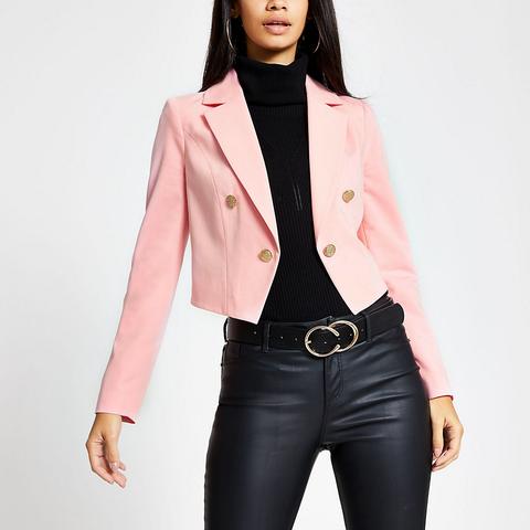 pink cropped blazer