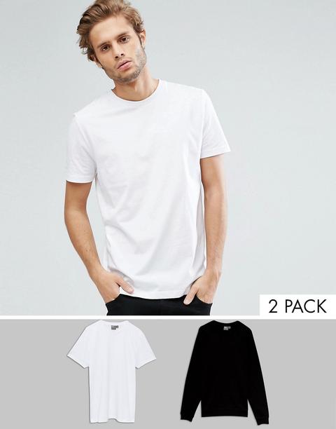 Asos Sweatshirt & Crew Neck Tshirt 2 Pack Black/white Save