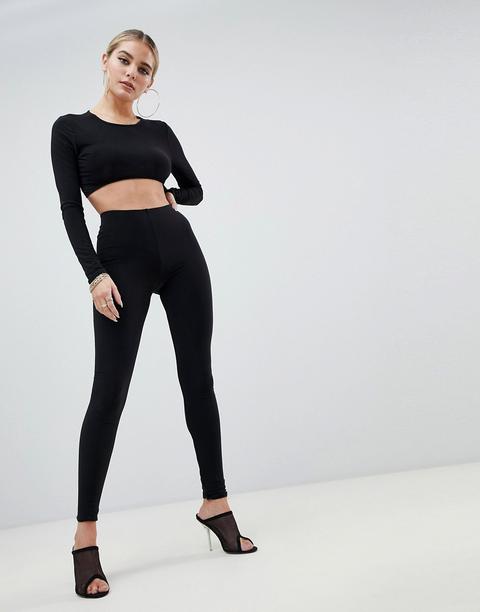 Fashionkilla Slinky Legging In Black - Black