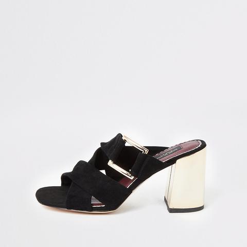 wide fit block heel mules