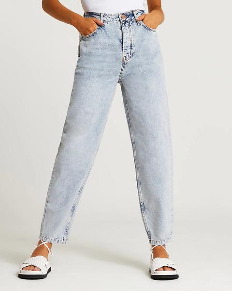 Blue High Waisted Tapered Jeans