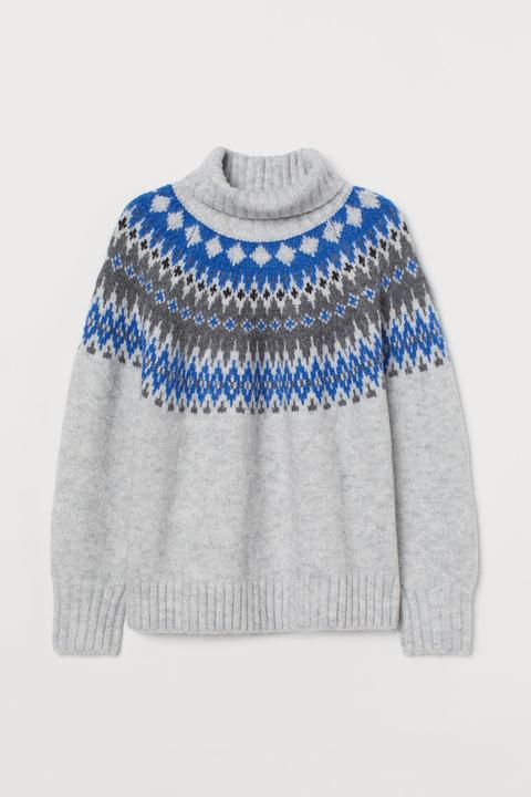 H & M+ Jersey En Punto Jacquard - Gris