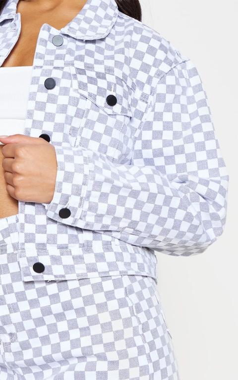 checkerboard denim jacket