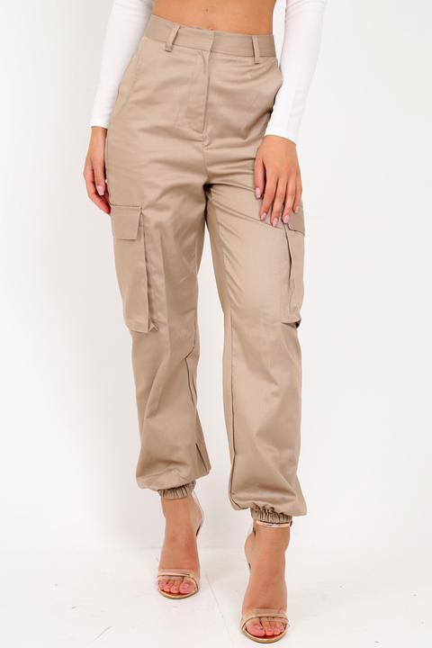 Stone Pocket High Waist Cargo Cuffed Trousers - Galya